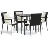 Image de Vidaxl Mobilier Ã DÃ®ner De Jardin Et Coussins 5pcs Noir RÃ©sine TressÃ©e
