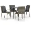 Image de Vidaxl Mobilier Ã DÃ®ner De Jardin Et Coussins 5 Pcs Noir Et Gris