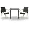 Image de Vidaxl Ensemble De Salle Ã Manger De Jardin Avec Coussins 3 Pcs Noir