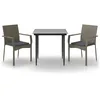 Image de Vidaxl Mobilier Ã DÃ®ner De Jardin 3pcs Avec Coussins Noir Et Gris