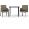 Image de Vidaxl Salon De Jardin 3 Pcs Avec Coussins Noir Et Gris RÃ©sine TressÃ©e