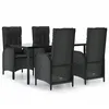Image de Vidaxl Mobilier Ã DÃ®ner De Jardin Et Coussins 5pcs Noir RÃ©sine TressÃ©e