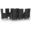 Image de Vidaxl Salon De Jardin 9 Pcs Avec Coussins Noir RÃ©sine TressÃ©e