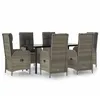 Image de Vidaxl Mobilier Ã DÃ®ner De Jardin Et Coussins 7 Pcs Noir Et Gris Rotin