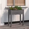Image de Vidaxl JardiniÃ¨re Sur Roues Avec Doublure Gris 71x37x80 Cm Bois Sapin