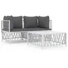 Image de Vidaxl Salon De Jardin Avec Coussins 3 Pcs Blanc Acier
