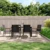 Image de Vidaxl Ensemble Ã Manger De Jardin 7 Pcs Noir TextilÃ¨ne Et Acier