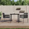 Image de Vidaxl Ensemble Ã DÃ®ner De Jardin Coussins 3 Pcs Noir Rotin Et Acier