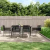 Image de Vidaxl Ensemble Ã DÃ®ner De Jardin Coussins 7 Pcs Noir Rotin Et Acier