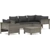 Image de Salon De Jardin 6 Pcs Avec Coussins Gris RÃ©sine TressÃ©e