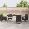 Image de Vidaxl Mobilier Ã DÃ®ner De Jardin Et Coussins 5pcs Noir RÃ©sine TressÃ©e