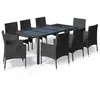 Image de Vidaxl Mobilier Ã DÃ®ner De Jardin 9pcs Et Coussins Noir RÃ©sine TressÃ©e