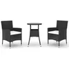 Image de Vidaxl Ensemble De Bistro De Jardin 3 Pcs Coussins Noir Poly Rotin