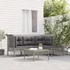 Image de Vidaxl Salon De Jardin 5 Pcs Avec Coussins Gris RÃ©sine TressÃ©e
