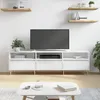 Image de vidaXL Meuble TV blanc brillant 150x30x44,5 cm bois d'ingÃ©nierie