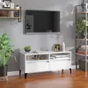 Image de vidaXL Meuble TV blanc brillant 100x34,5x44,5 cm bois d'ingÃ©nierie