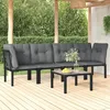 Image de Vidaxl Salon De Jardin 5 Pcs Noir Et Gris RÃ©sine TressÃ©e