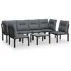 Image de Vidaxl Salon De Jardin 7 Pcs Noir Et Gris RÃ©sine TressÃ©e