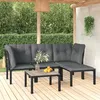 Image de Vidaxl Salon De Jardin 5 Pcs Noir Et Gris RÃ©sine TressÃ©e