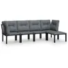 Image de Salon De Jardin 5 Pcs Noir Et Gris RÃ©sine TressÃ©e