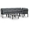 Image de Salon De Jardin 6 Pcs Noir Et Gris RÃ©sine TressÃ©e