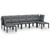 Image de Vidaxl Salon De Jardin 7 Pcs Noir Et Gris RÃ©sine TressÃ©e