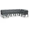 Image de Vidaxl Salon De Jardin 7 Pcs Noir Et Gris RÃ©sine TressÃ©e