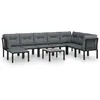 Image de Vidaxl Salon De Jardin 8 Pcs Noir Et Gris RÃ©sine TressÃ©e