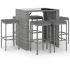Image de Vidaxl Ensemble De Bar De Jardin 7 Pcs Avec Coussins Gris Poly Rotin