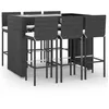 Image de Vidaxl Ensemble De Bar De Jardin 7 Pcs Avec Coussins Noir Poly Rotin