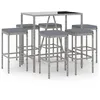 Image de Vidaxl Ensemble De Bar De Jardin 7 Pcs Avec Coussins Gris Poly Rotin