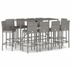 Image de Vidaxl Ensemble De Bar De Jardin 11 Pcs Avec Coussins Gris Poly Rotin