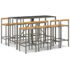 Image de Vidaxl Ensemble De Bar Jardin 9 Pcs Gris Poly Rotin/Bois Massif Acacia