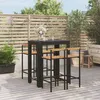Image de Vidaxl Ensemble De Bar Jardin 5 Pcs Noir Poly Rotin/Bois Massif Acacia