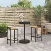 Image de Vidaxl Ensemble De Bar Jardin 3 Pcs Noir Poly Rotin/Bois Massif Acacia