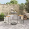 Image de Vidaxl Ensemble De Bar Jardin 3 Pcs Gris Poly Rotin/Bois Massif Acacia