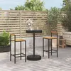 Image de Vidaxl Ensemble De Bar Jardin 3 Pcs Noir Poly Rotin/Bois Massif Acacia