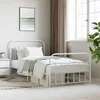 Image de vidaXL Cadre de lit mÃ©tal sans matelas et pied de lit blanc 107x203 cm