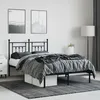 Image de vidaXL Cadre de lit mÃ©tal sans matelas avec tÃªte de lit noir 135x190cm