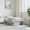 Image de vidaXL Cadre de lit mÃ©tal sans matelas avec tÃªte de lit blanc 75x190cm