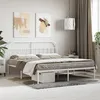 Image de vidaXL Cadre de lit mÃ©tal sans matelas et tÃªte de lit blanc 183x213 cm