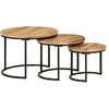 Image de vidaXL Tables gigognes 3 pcs bois de manguier massif brut