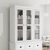 Image de vidaXL Armoire avec portes vitrÃ©es BODO blanc bois de pin massif