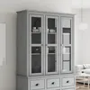 Image de vidaXL Armoire avec portes vitrÃ©es BODO gris bois de pin massif