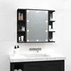Image de vidaXL Armoire Ã  miroir avec LED noir 70x16,5x60 cm