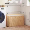 Image de vidaXL Panier Ã  linge avec 3 sections 75x42,5x52 cm hyacinthe d'eau