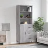 Image de vidaXL Buffet haut Sonoma gris 69,5x34x180 cm Bois d'ingÃ©nierie