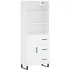 Image de vidaXL Buffet haut Blanc 69,5x34x180 cm Bois d'ingÃ©nierie