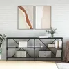 Image de vidaXL Table console noir 180x30x75 cm bois d'ingÃ©nierie et fer