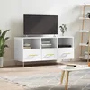 Image de vidaXL Meuble TV Blanc brillant 102x36x50 cm Bois d'ingÃ©nierie